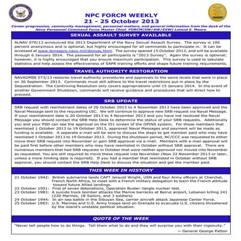 Npc force weekly 21 25 october 2013