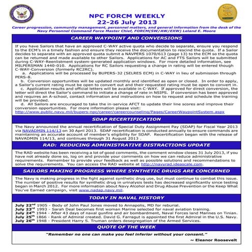 Npc force weekly 22 26 july 2013
