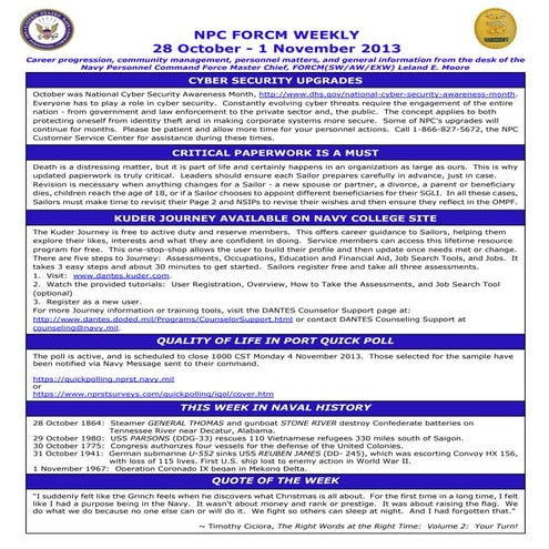 Npc force weekly 28 october   1 november 2013