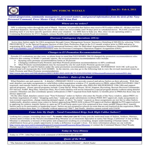 EAOS to PRD Alignment NAVADMIN 307/17 | PPTX