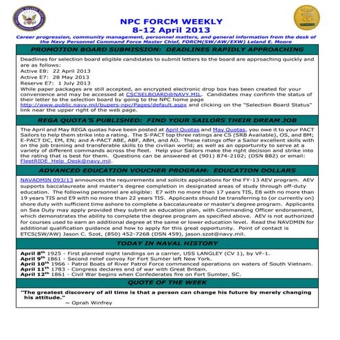 Npc force weekly 8 12 april 2013