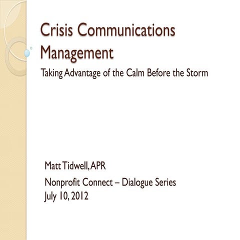 Matt Tidwell-Crisis communications presentation to Nonprofit Connect-Kansas City