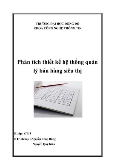 đồ áN phân tích thiết kế hệ thống quản lý bán hàng siêu thị