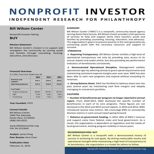 NPI Evaluation of Bill Wilson Center