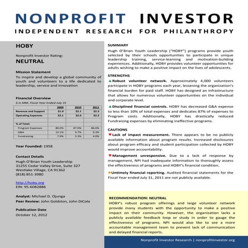 NPI Evaluation of HOBY