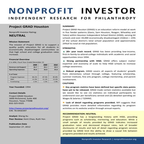 NPI Evaluation of Project GRAD Houston