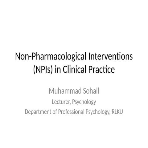 Non-Pharmacological Interventions in Health