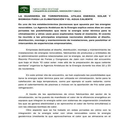 Nota de prensa Jornada Calor Solar último dia