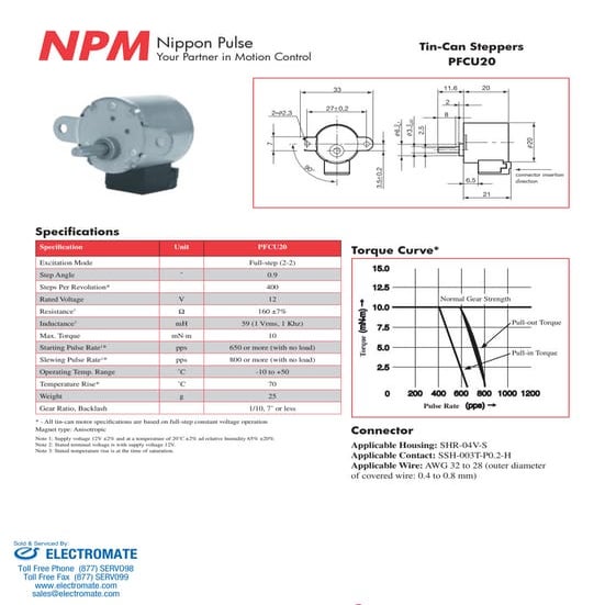 Npm pfcu20 specsheet