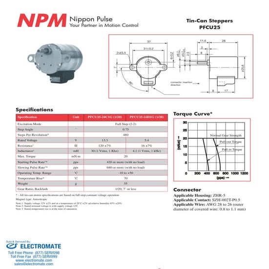 Npm pfcu25 specsheet