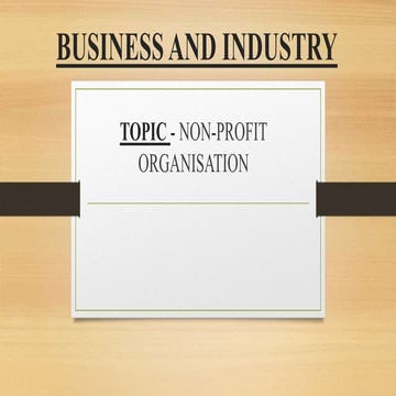 Non Profitable Organisations (NGO'S)