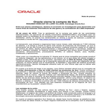 Oracle compra Sun