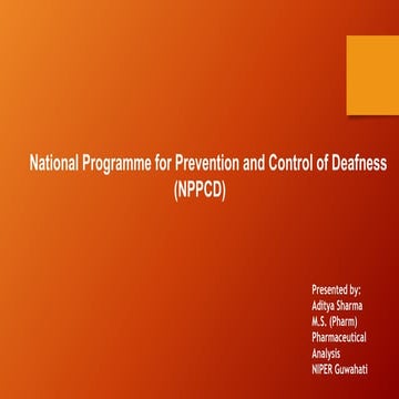 National Programme for Prevention and Control of Deafness (NPPCD)