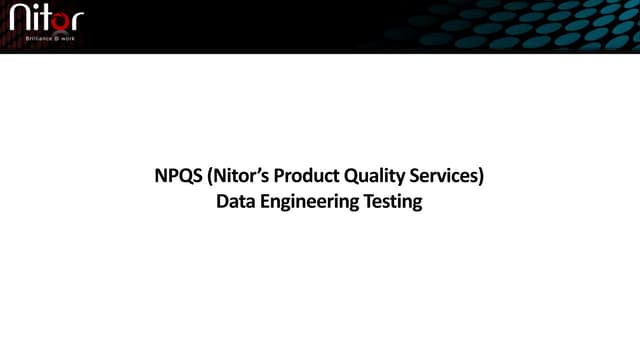 Data engineering testing services
