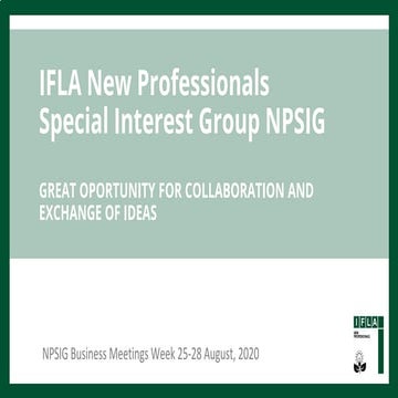 NPSIG projects and plans 2020/2021