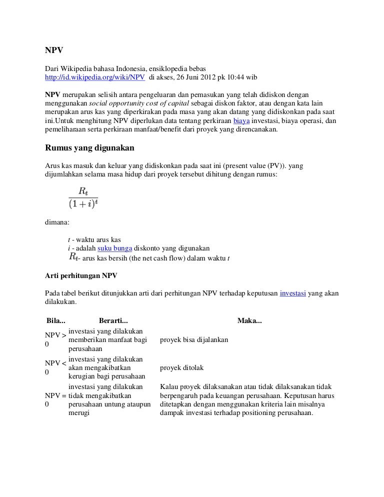 Npv Irr Payback Period