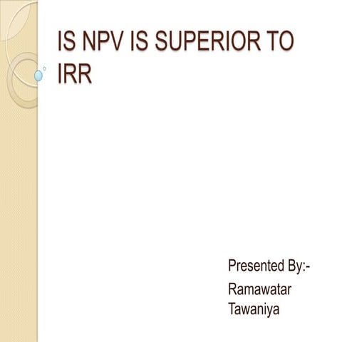 NPV v/s IRR
