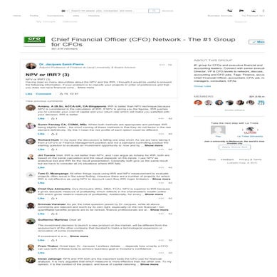 NPV or IRR? (3) CFO Network LinkedIn Discussion