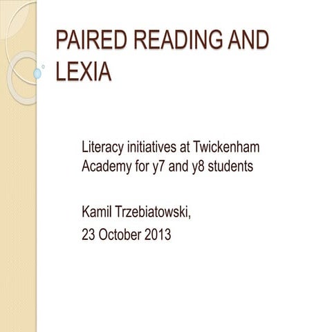 Paired Reading and Lexia