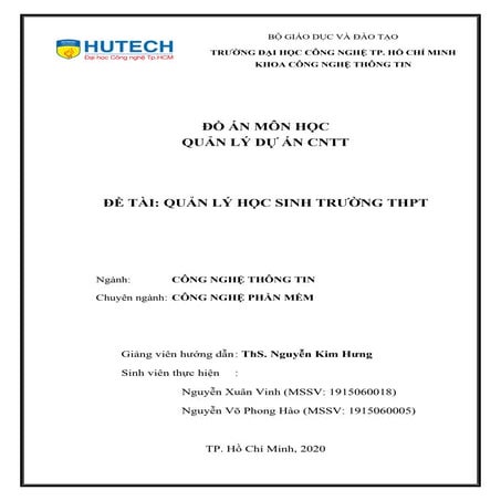 Đồ án Quản lý học sinh trường THPT