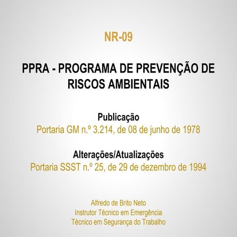 Nr 09 ppra - programa de prevenção de riscos ambientais.