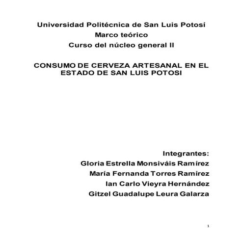 Marco Teórico Cerveza Artesanal en SLP