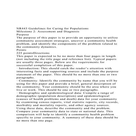 NR443 Guidelines for Caring for PopulationsMilestone 2 As.docx