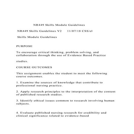 NR449 Skills Module Guidelines  NR449 Skil.docx