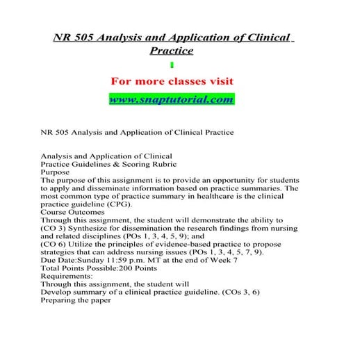 NR 505  Enhance teaching - snaptutorial.com