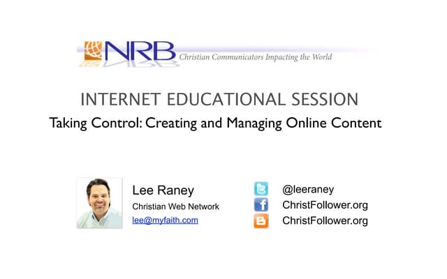NRB 2010 Content Managment Systems and Drupal Demo