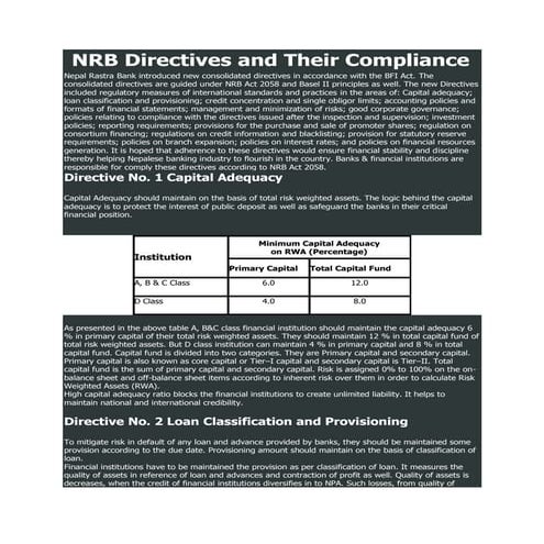 Nrb directives and their compliance