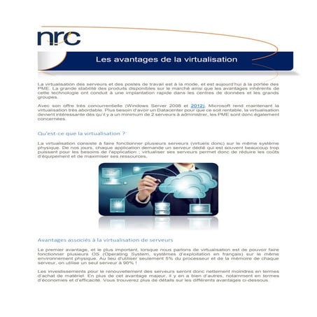 Les avantages de la virtualisation