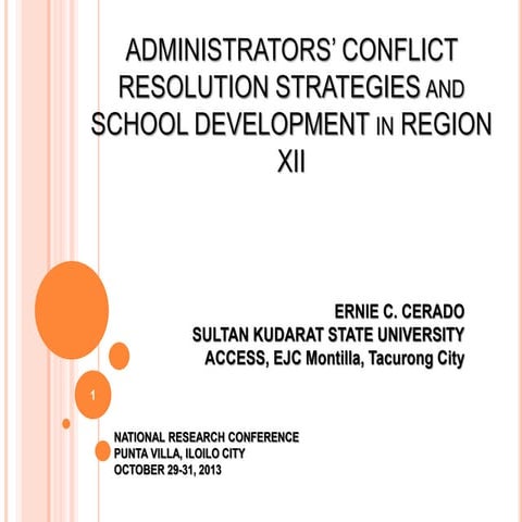 Conflict Resolution Strategies among School Principals in Region XII