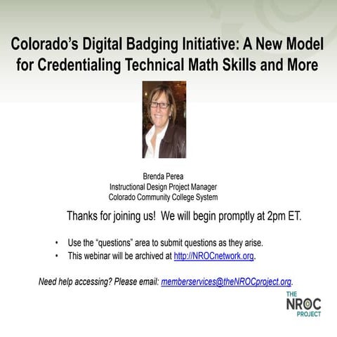 NROC Digital Badge Webinar Presentation june 2016