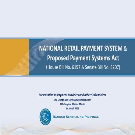 National Retail Payment System and Proposed Payment Systems Act