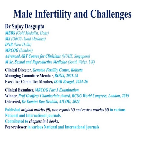 Male Infertility and Challenges: Lecture