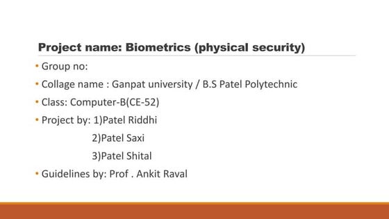 Biometric Technology In Biometric Engineer Pptx