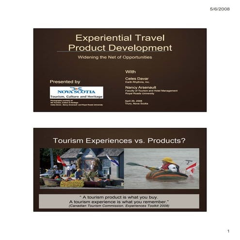 Experiential Travel Product Development: Widening the Net of Opportunity in N...