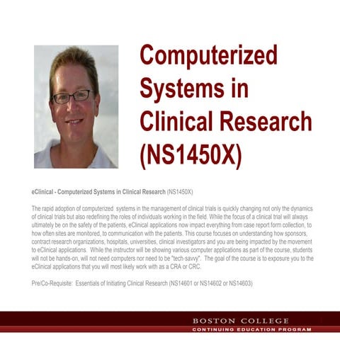 NS1450X - Computerized Systems in Clinical Research