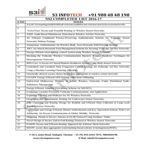 Ns2 completed list 2016 17