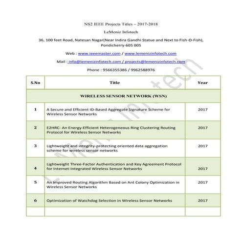 Ns2 ieee project titles 2017 2018