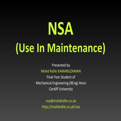 NSA - Use in Maintenance (Oral Presentation)