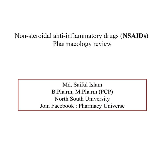 Non-steroidal anti-inflammatory drugs (NSAIDs)  Pharmacology review