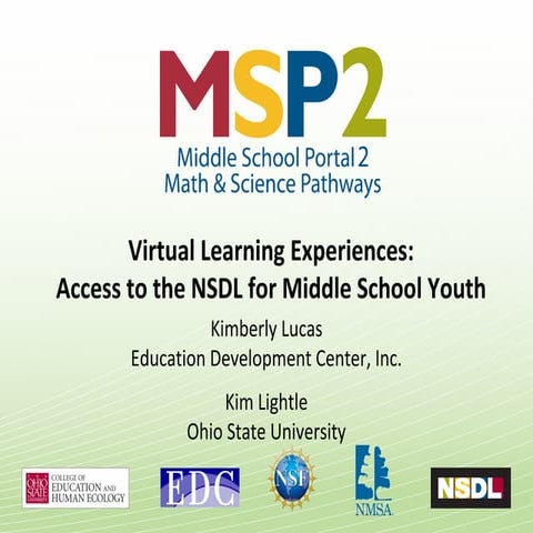 Virtual Learning Experiences: Access to the NSDL for Middle School Youth