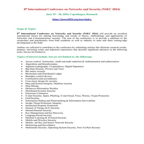8th International Conference on Networks and Security (NSEC 2024) | PDF
