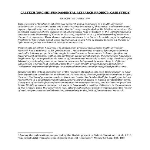 Case Study: Caltech 'Orchid' Fundamental Research Project