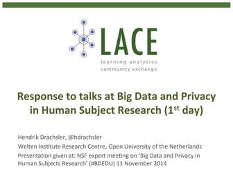 Ethics and Privacy in the Application of Learning Analytics (#EP4LA)