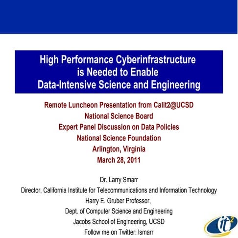 High Performance Cyberinfrastructure is Needed to Enable Data-Intensive Scien...