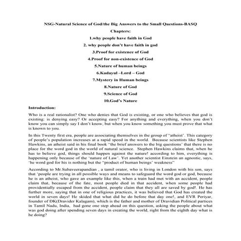 The Book on Brief answers to the big questions