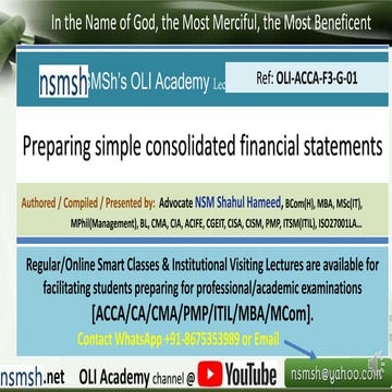 NSMSH Lecture ACCA F3 FA Consolidation of Financial Statementsdated financial...